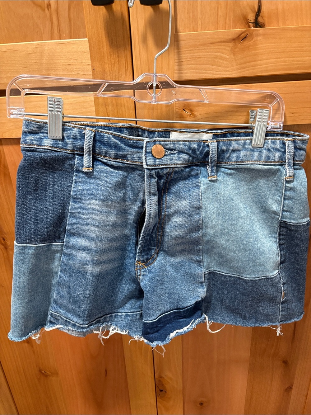 Dear John Patchwork Blue Denim Shorts